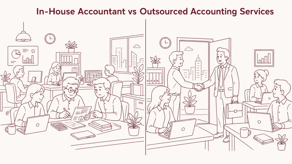 In-House Accountant vs Outsourced Accounting Services in UAE: True Cost Breakdown In-House Accountant vs Outsourced Accounting Services in UAE: True Cost Breakdown